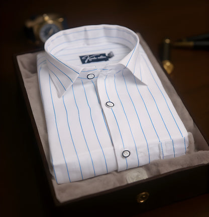 Turkey Linen White with Blue Lining Shirts for Men