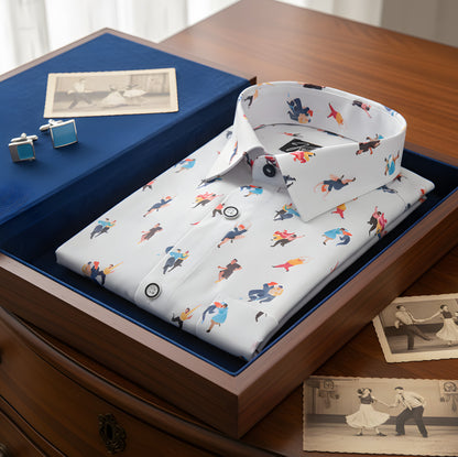 Digital Print White CouplePrint Shirts for Men
