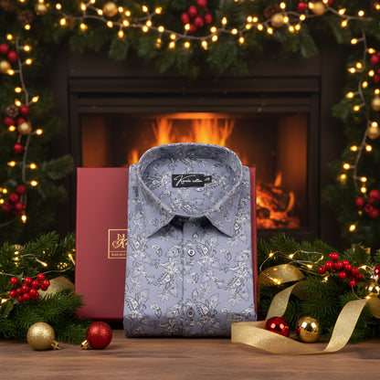 Gloster Cotton Lavender Pathan Print Shirts for Men