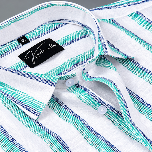 Jute Linen White with Rama Patta Shirts for Men