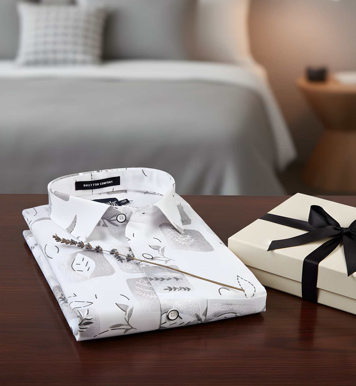 Turkey Linen White With Grey Square Print