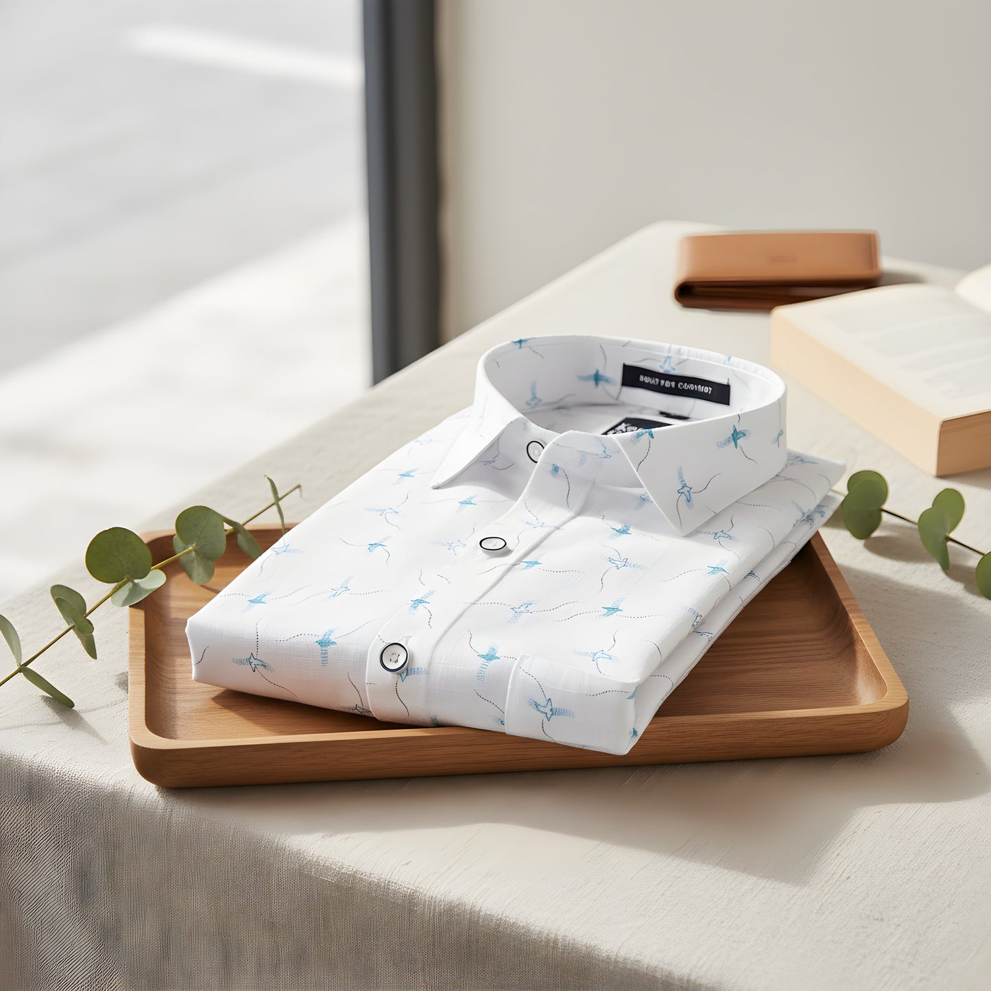 Turkey Linen White With Sky Print