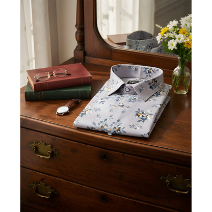 Digital Gray Rama Flower Print Shirts for Men