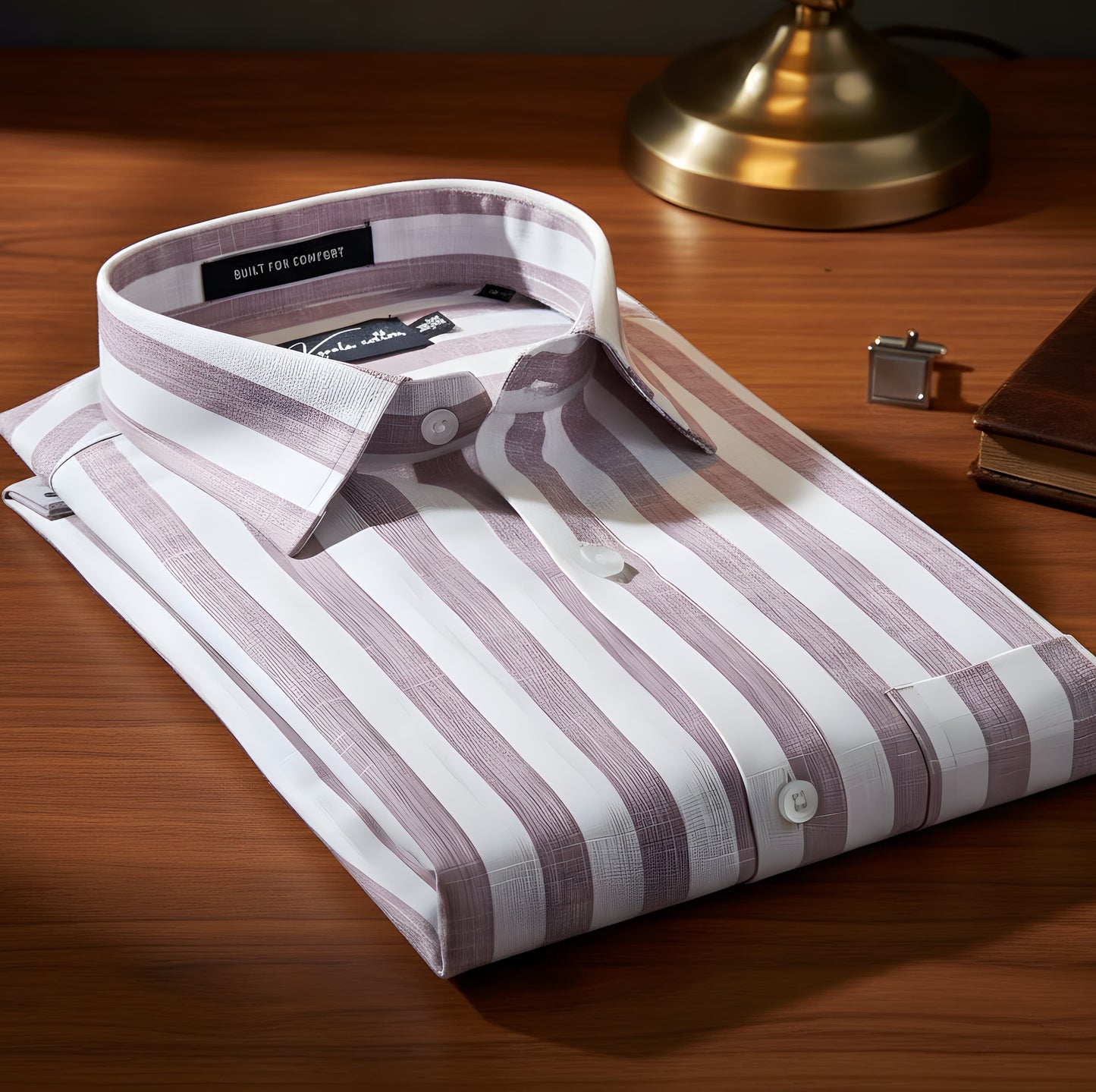 Linen White With Lavender Patta Print Shirts For Men