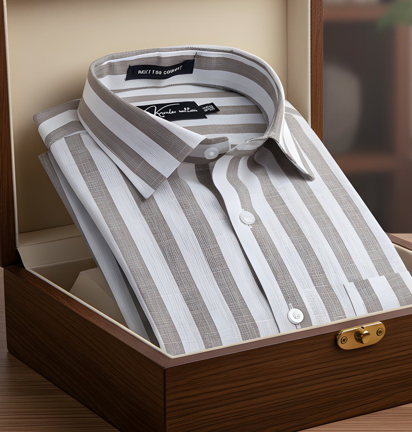Linen White With Dark Grey Patta Print Shirts For Men