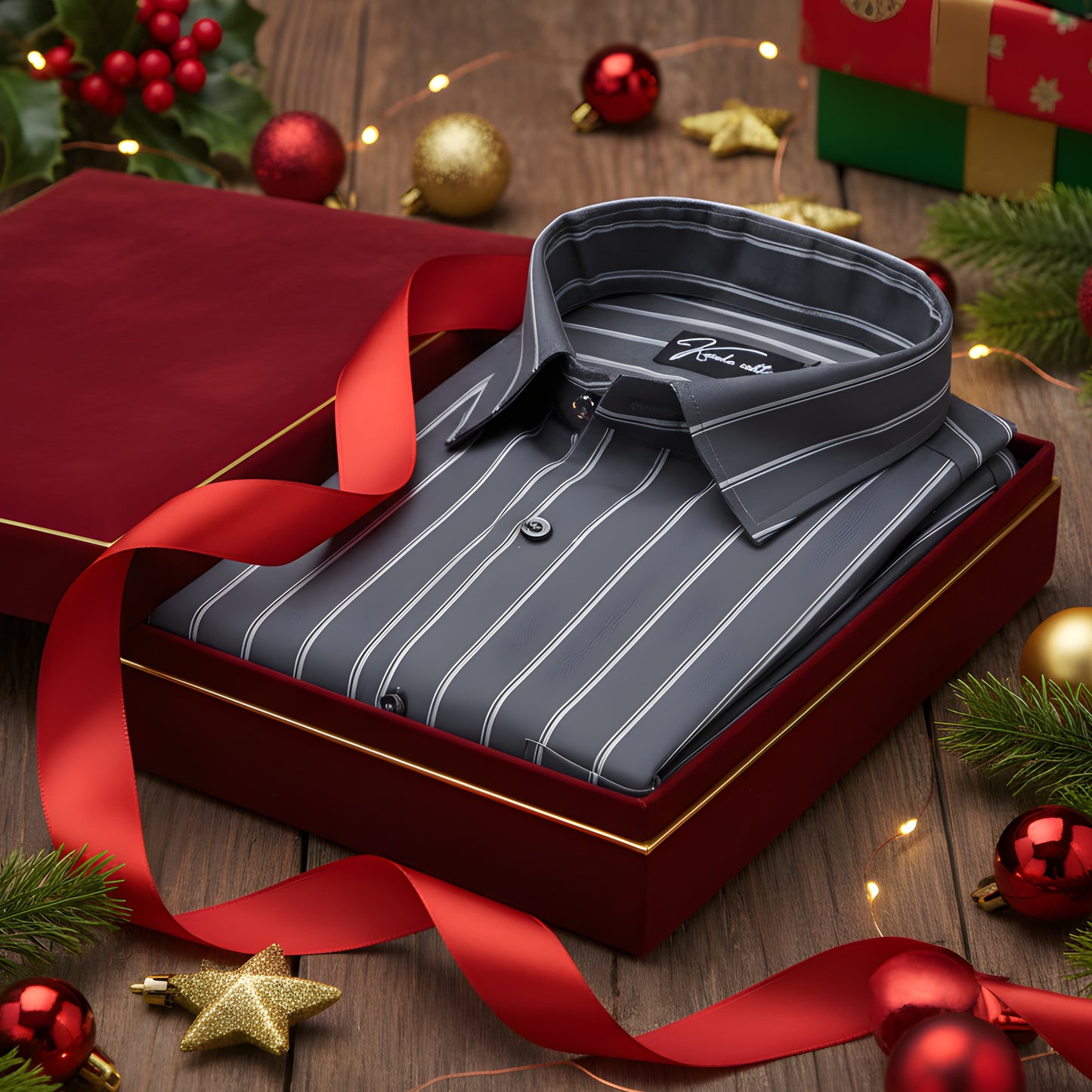 Nove Black With Gray Linning Shirts for Men
