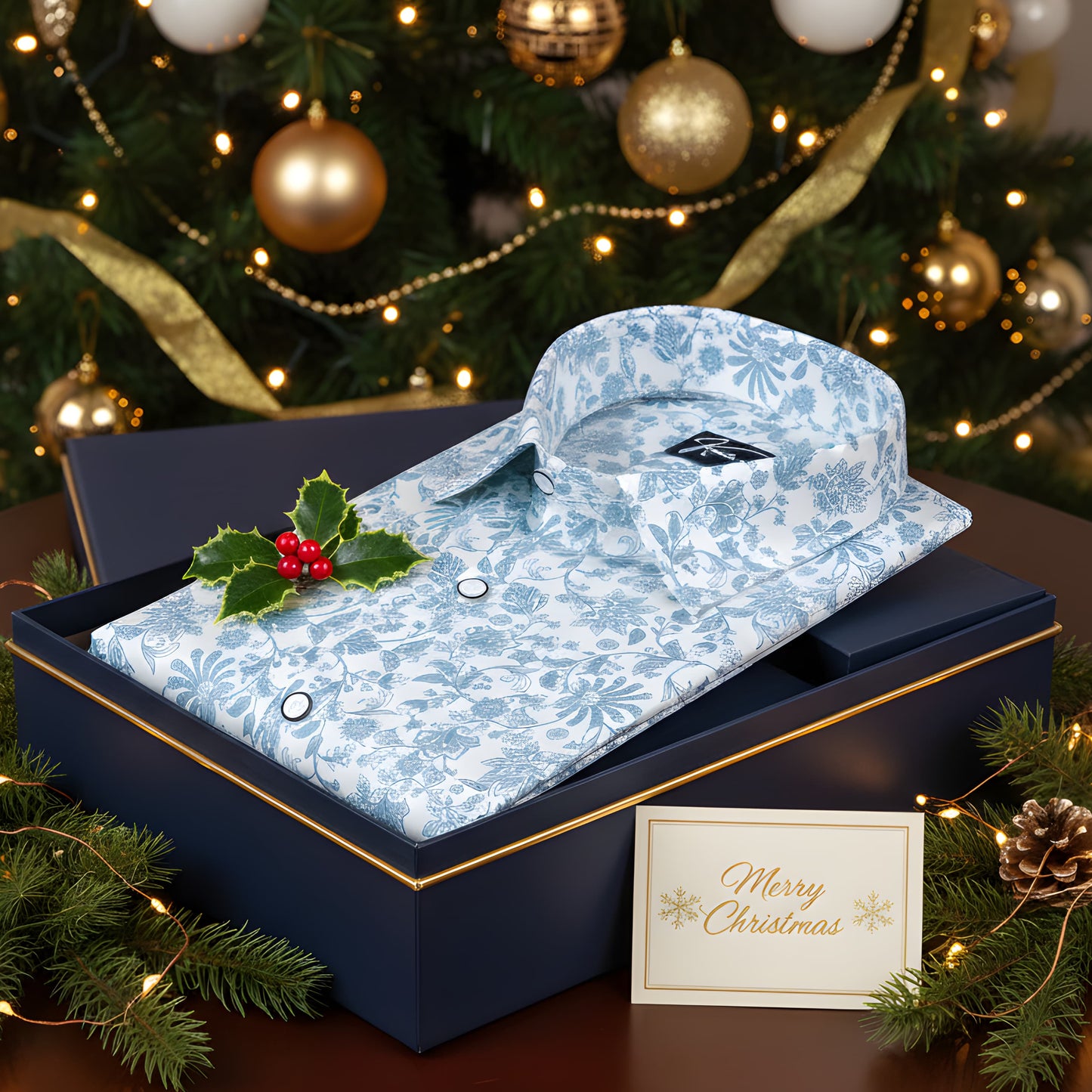 Gloster Cotton Cream with rama flower Print Shirts for Men