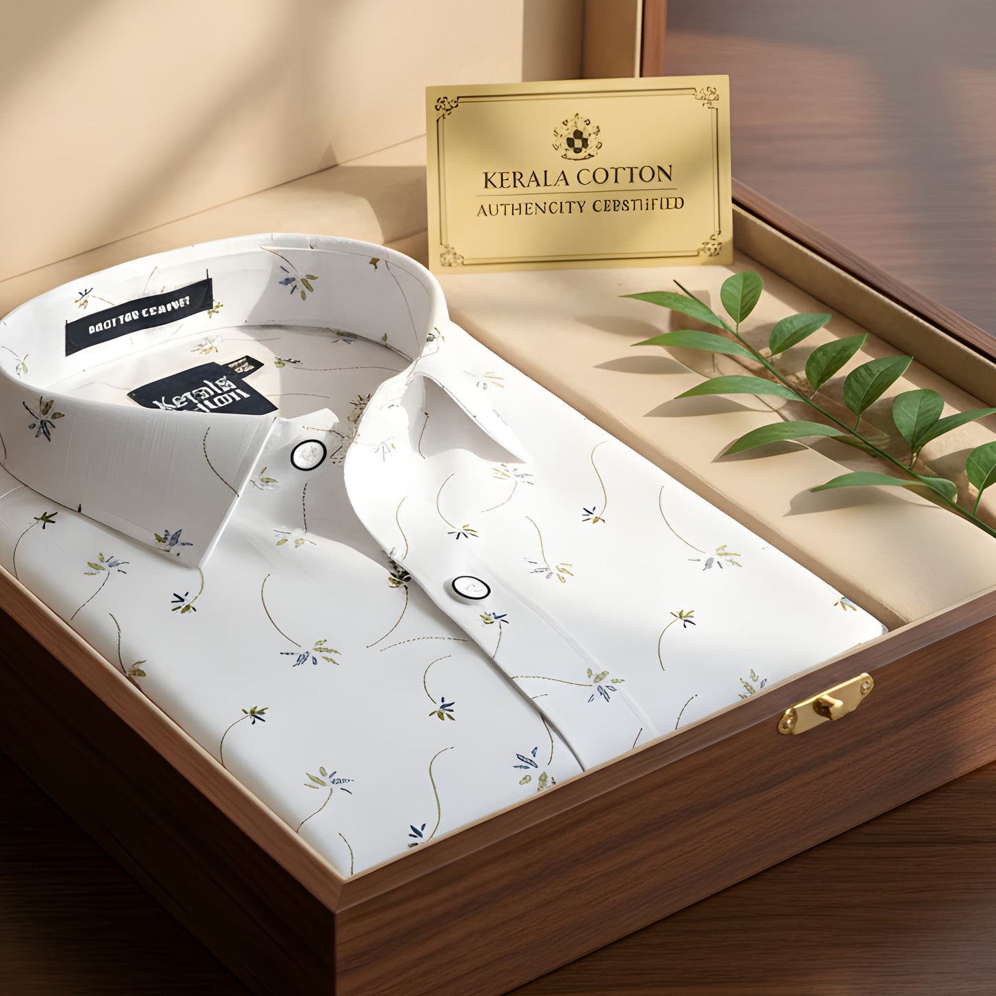 Turkey Linen White With Mehandi Flower Print