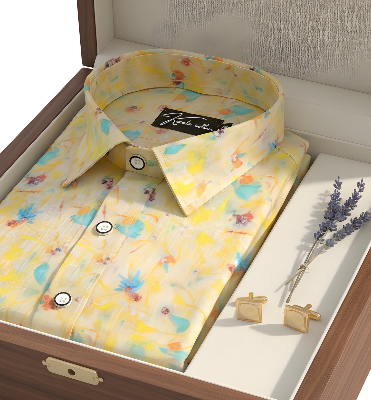 Digital Yellow Rama Mix Print Shirts for Men