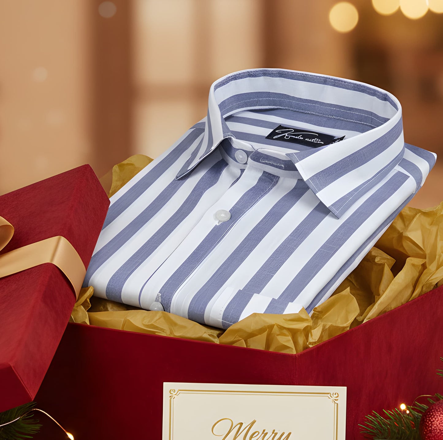 Linen White with Navy Blue Patta Shirts for Men