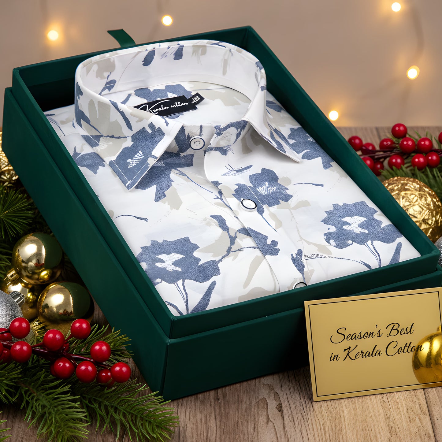 Sidney Linen White With Blue Fone Print Shirts for Men