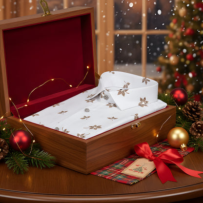 Turkey Linen White With Brown Flower Shirts for Men