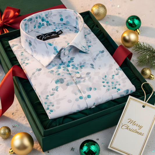 Italian linen white with Rama flower print