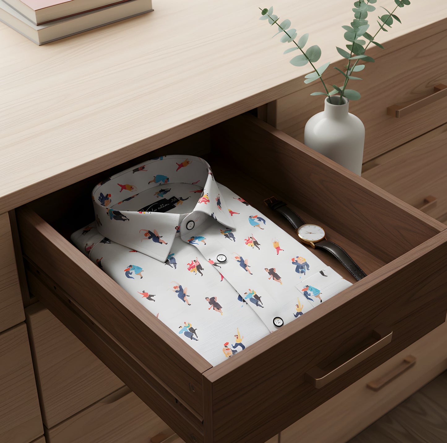 Digital Print White CouplePrint Shirts for Men