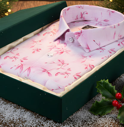 Italian linen White With Pink Batel Print