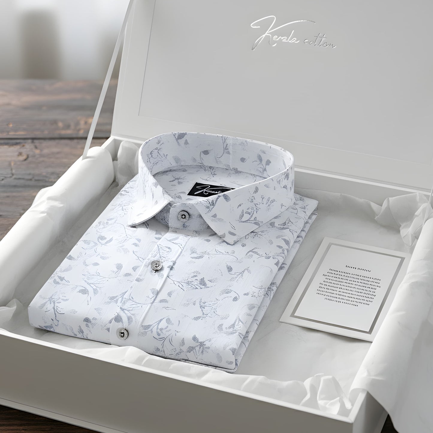 Turkey Linen White With Sky flower Shirts for Men