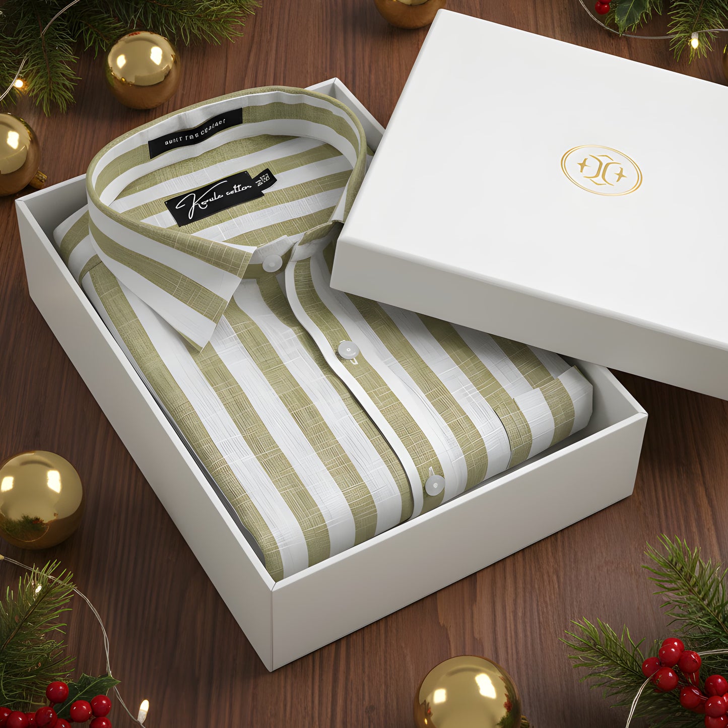 Linen White With Pista Green Patta Print Shirts For Men