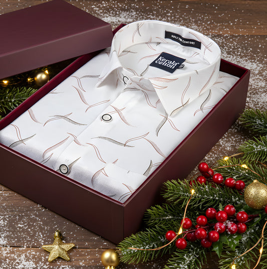 Turkey Linen White With Red Black Sparkle Print