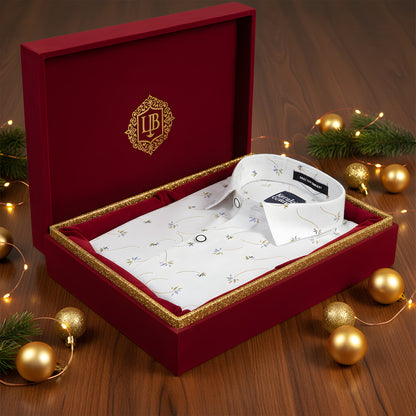 Turkey Linen White With Mehandi Flower Print