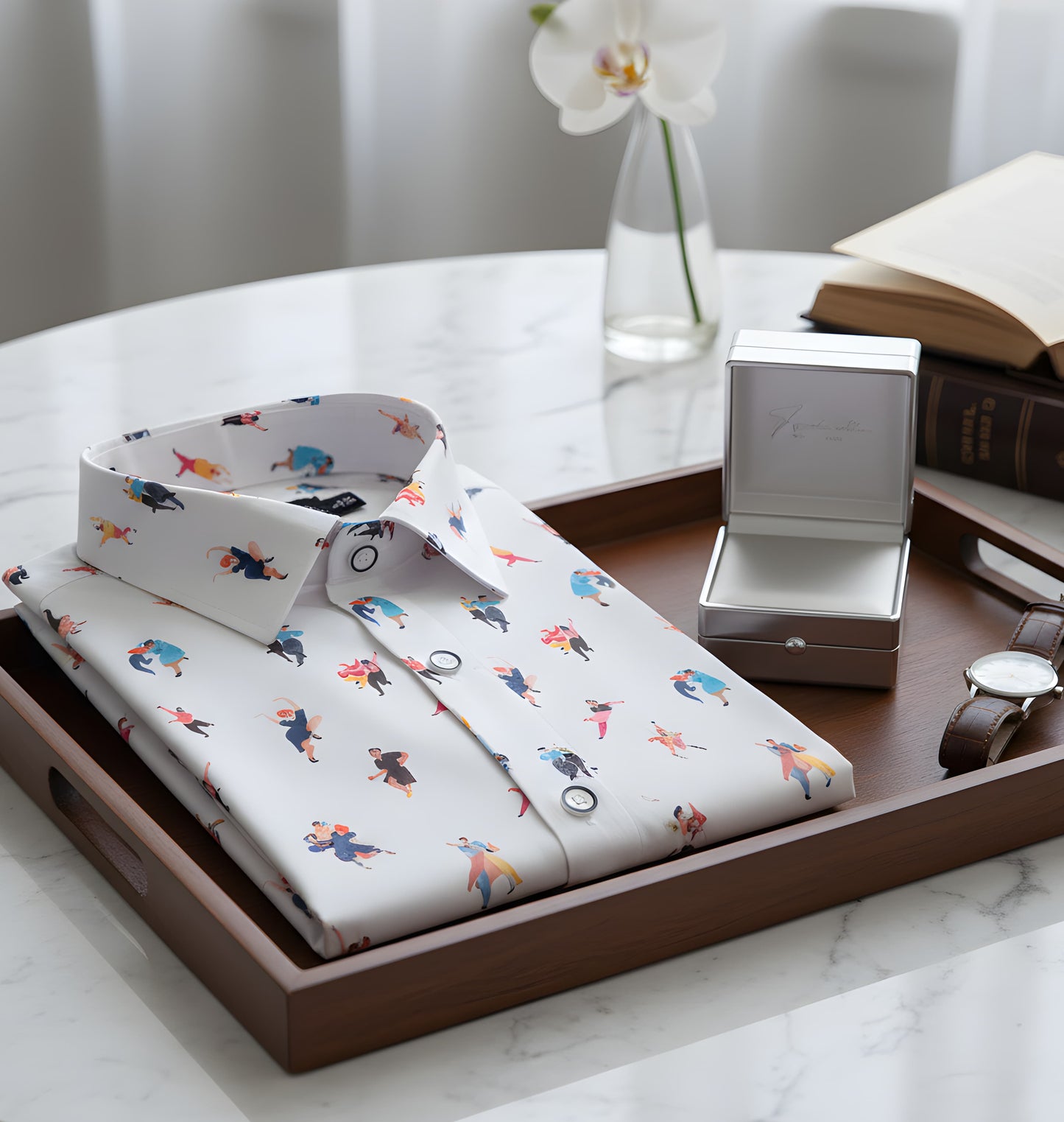 Digital Print White CouplePrint Shirts for Men