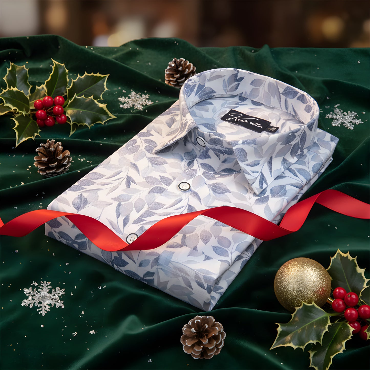 Linen White with Blue Batel Print Shirts for Men