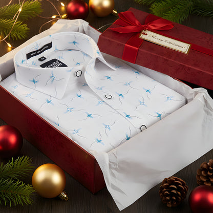 Turkey Linen White With Sky Print