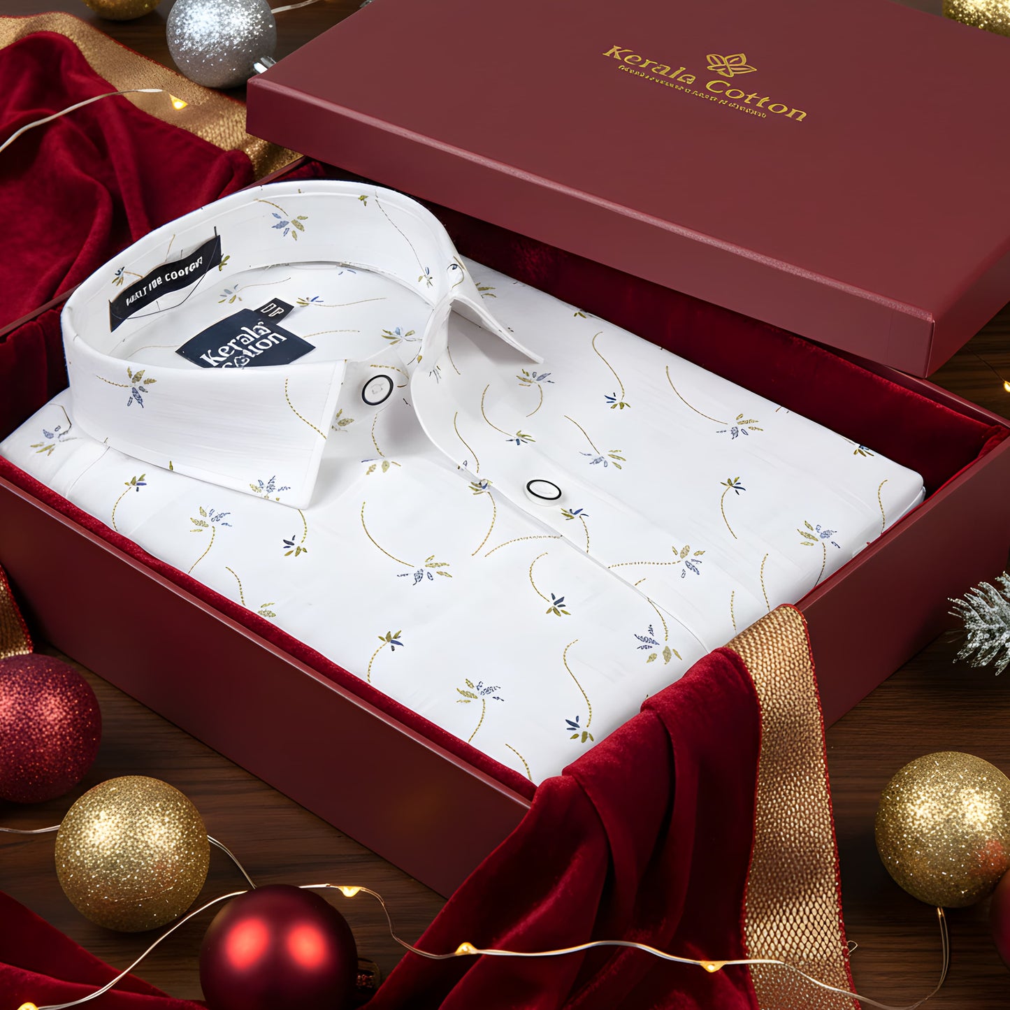 Turkey Linen White With Mehandi Flower Print