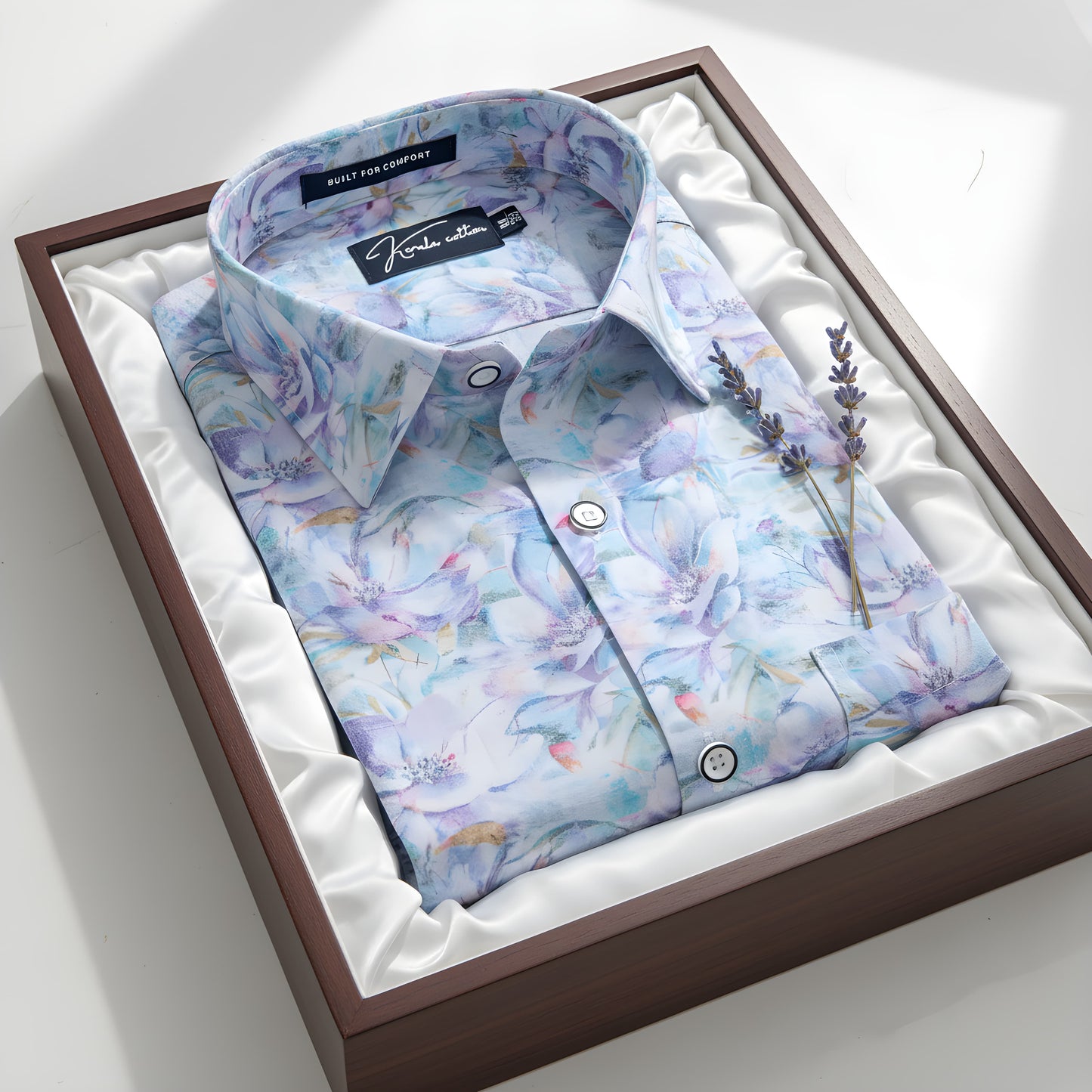 New Italian Linen Blue Rama Mix Print Shirts For Men