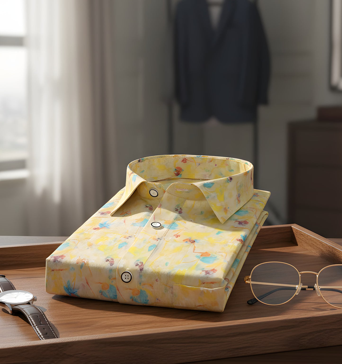 Digital Yellow Rama Mix Print Shirts for Men