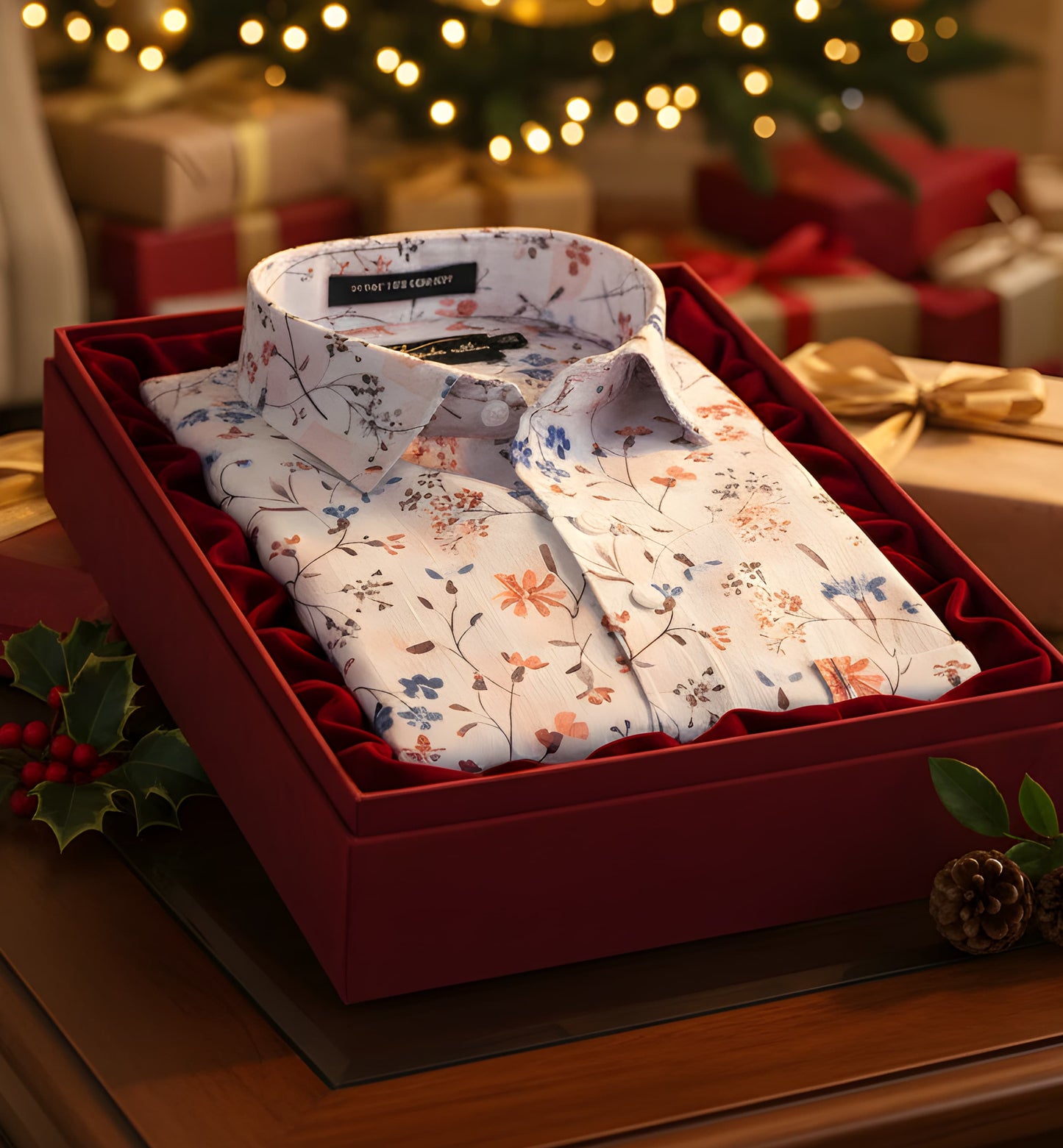 Italian Linen White With Red Blue Mix Printed Shirts