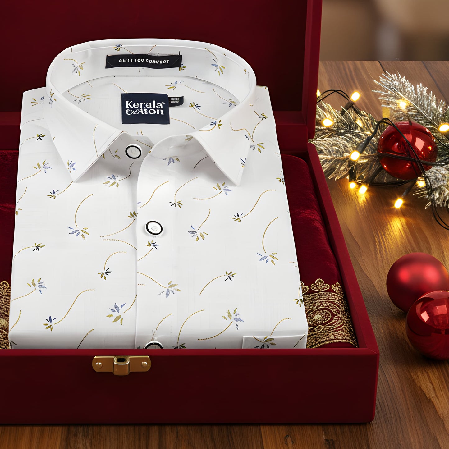 Turkey Linen White With Mehandi Flower Print