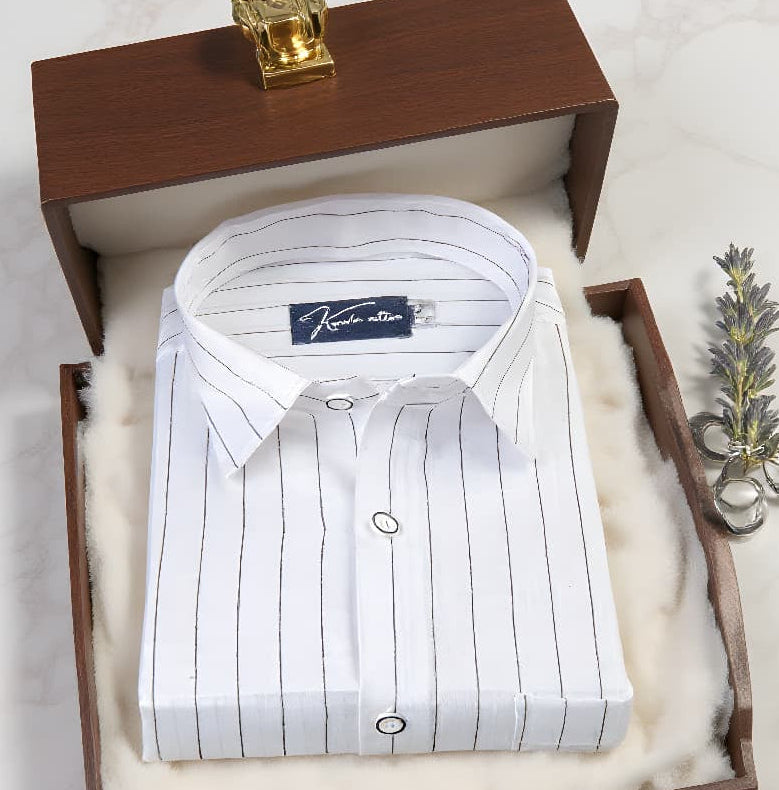 Turkey Linen White with Black Lining Shirts for Men