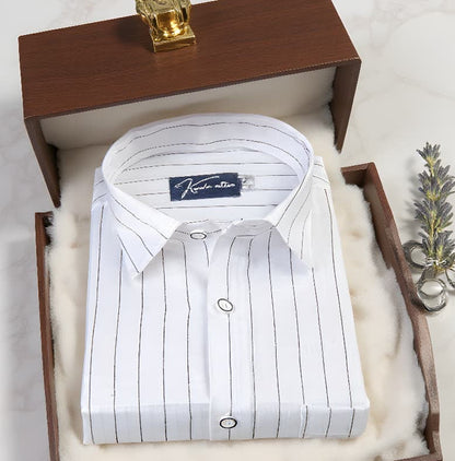 Turkey Linen White with Black Lining Shirts for Men