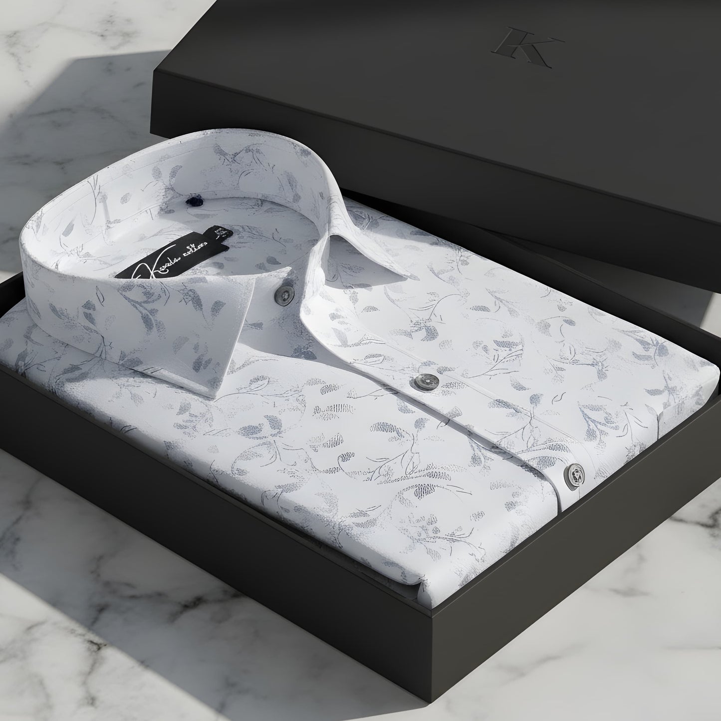 Turkey Linen White With Sky flower Shirts for Men