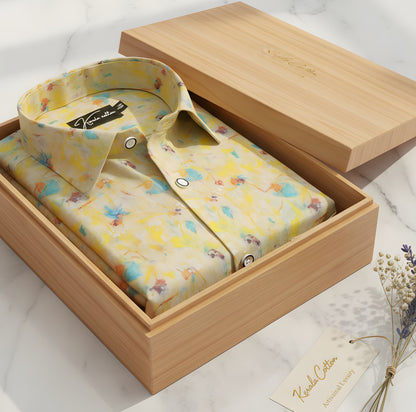 Digital Yellow Rama Mix Print Shirts for Men