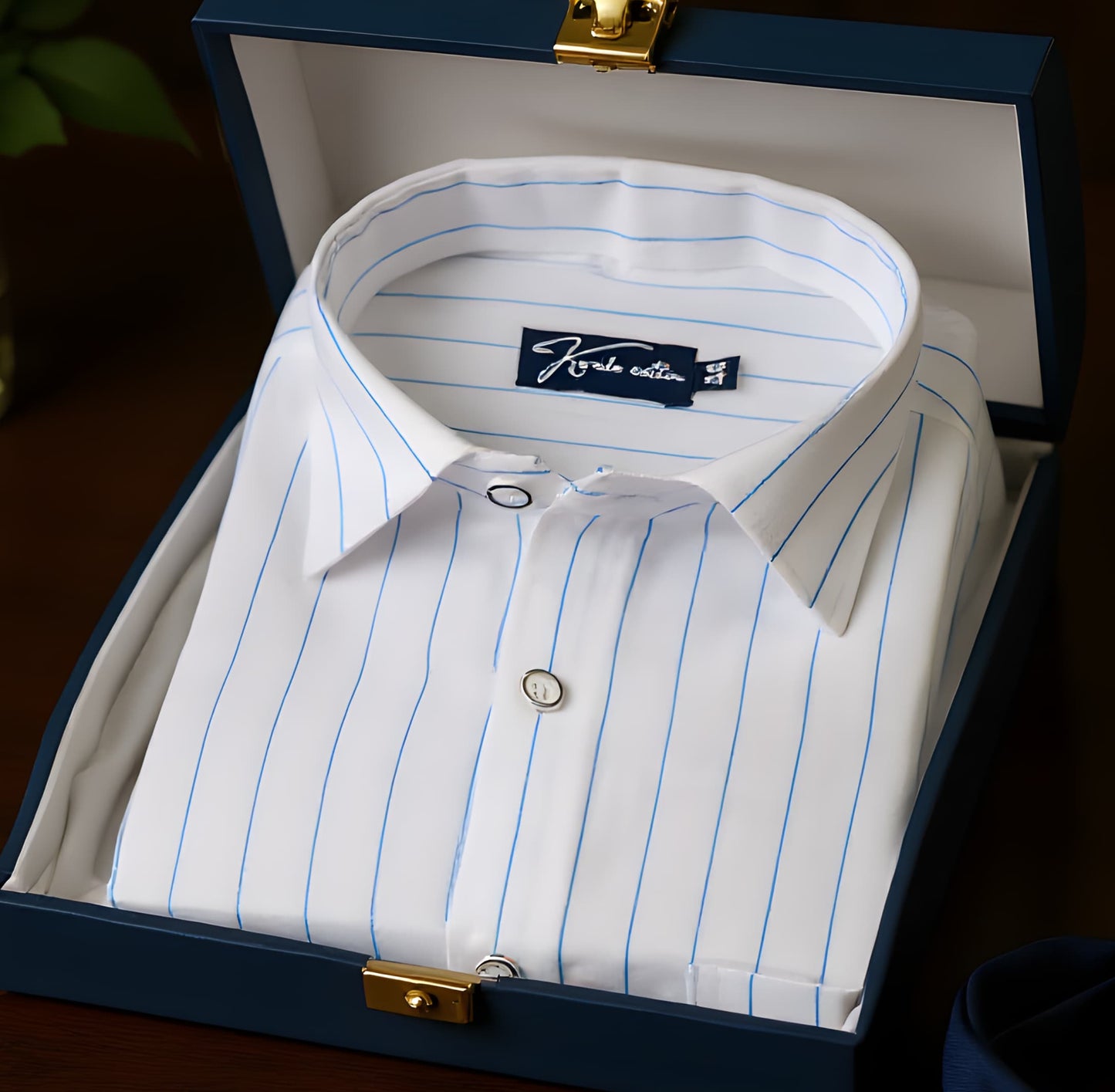 Turkey Linen White with Blue Lining Shirts for Men