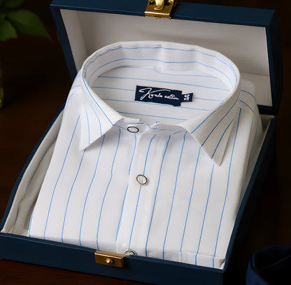 Turkey Linen White with Blue Lining Shirts for Men