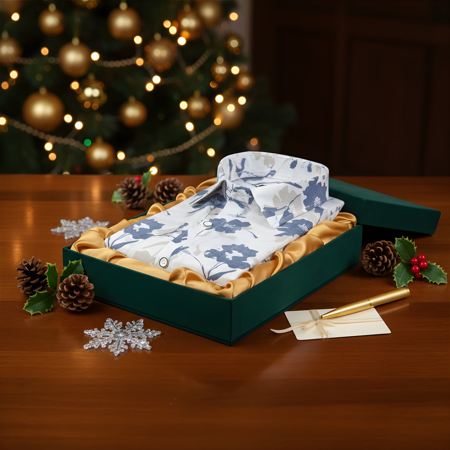 Sidney Linen White With Blue Fone Print Shirts for Men