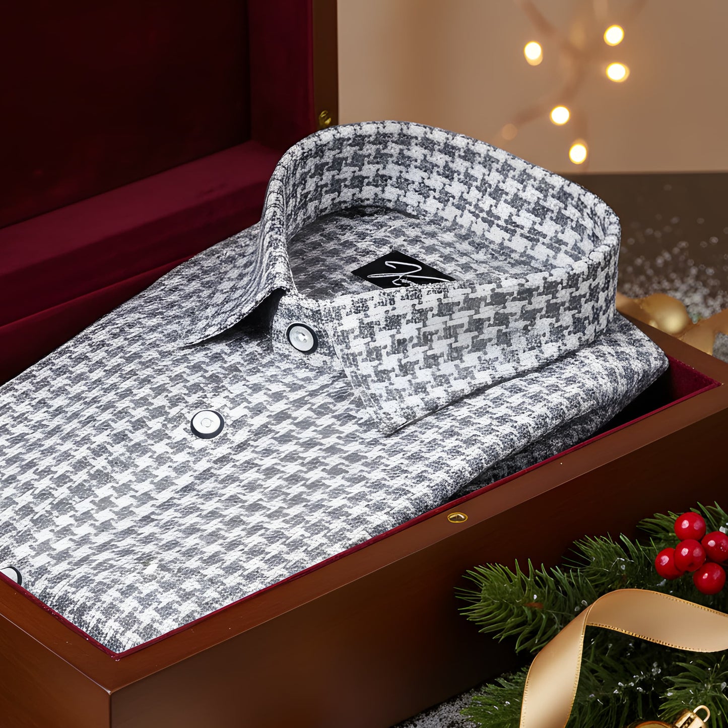 Jute linen Checks White with Grey Shirts for Men