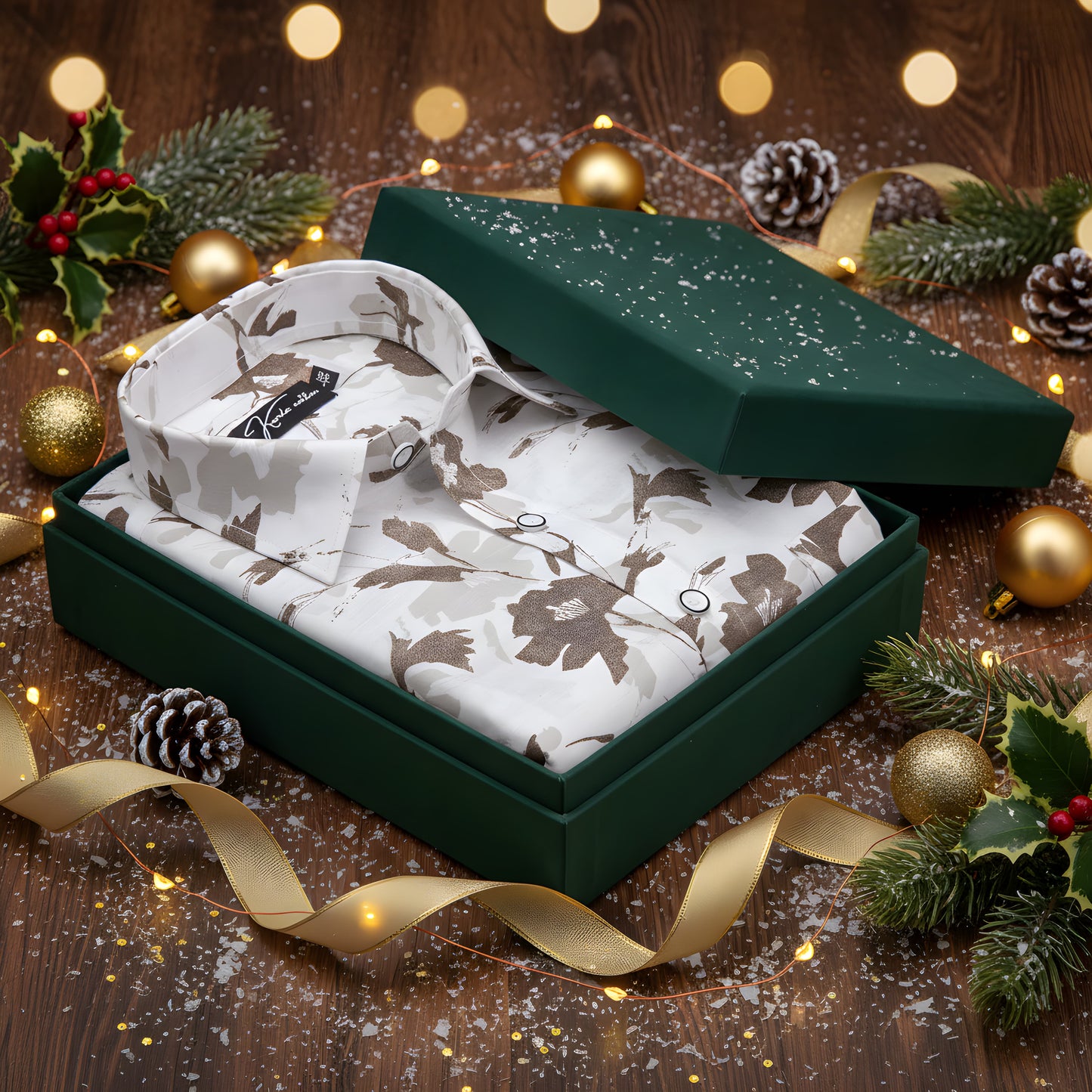 Sidney Linen White with Brown flower Print Shirts for Men