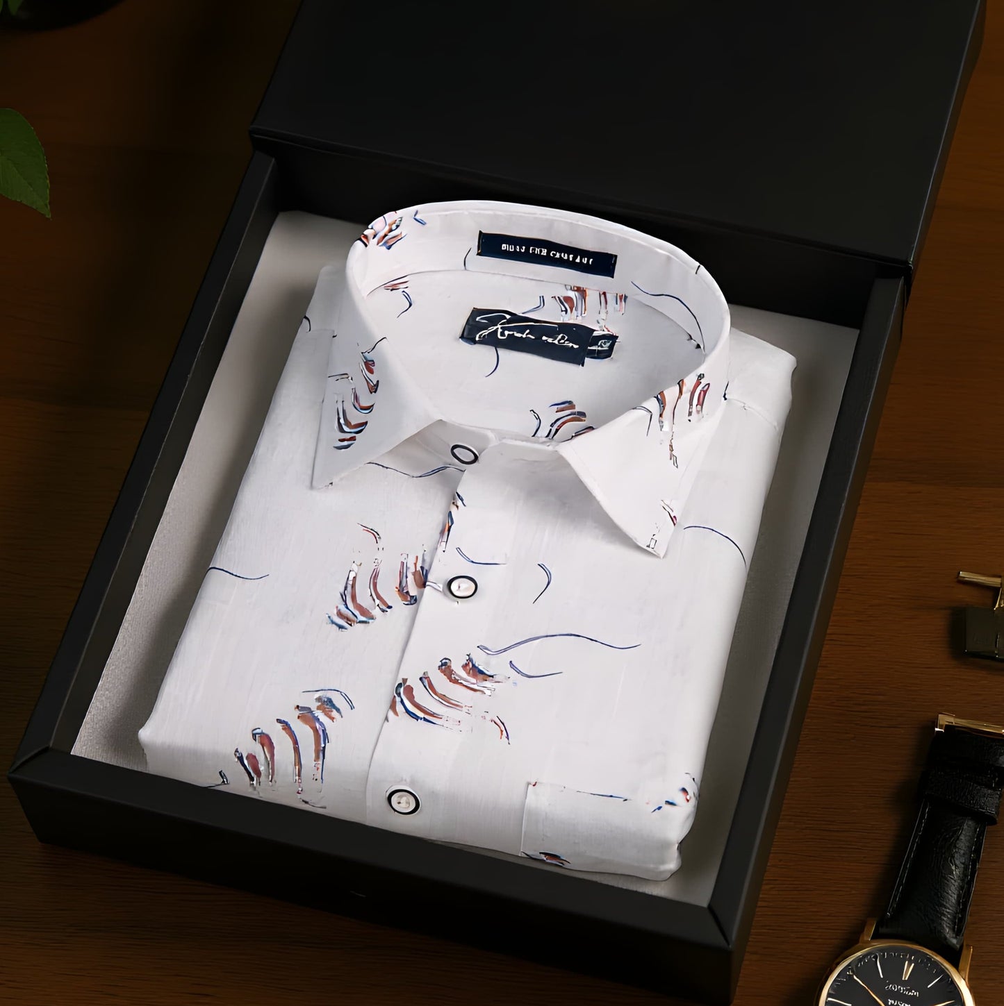 Turkey Linen White With Pink Grey Print Shirts