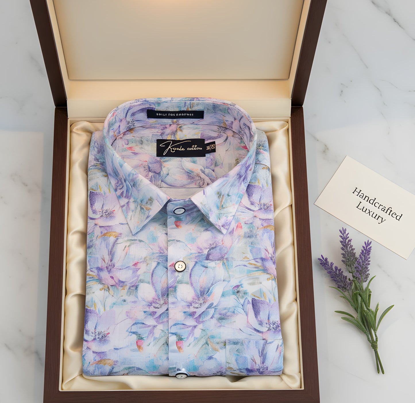 New Italian Linen Blue Rama Mix Print Shirts For Men