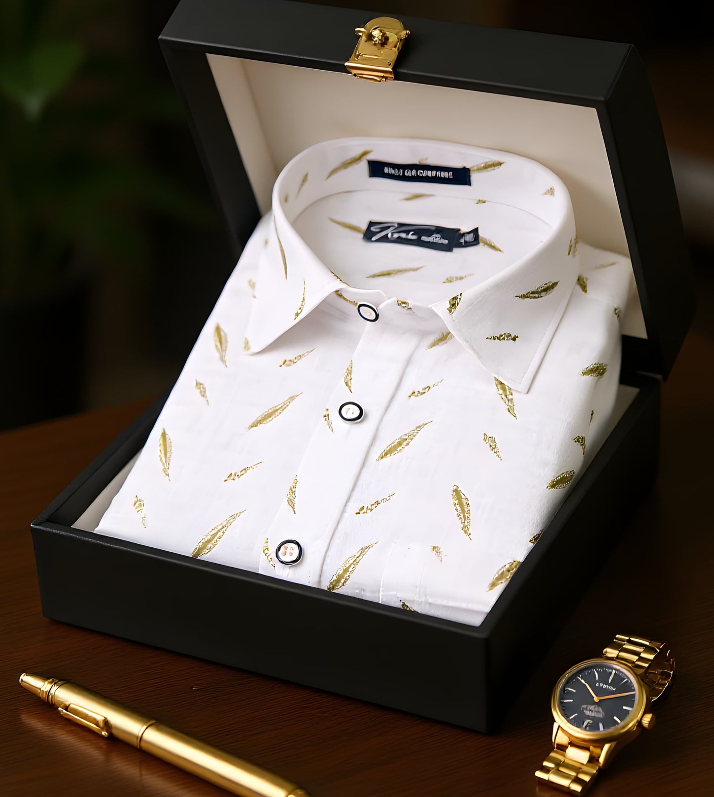 Turkey Linen White with Green Blend Shirts for Men