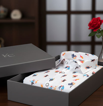 Digital Print White CouplePrint Shirts for Men