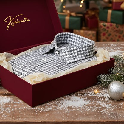 Jute linen Checks White with Grey Shirts for Men