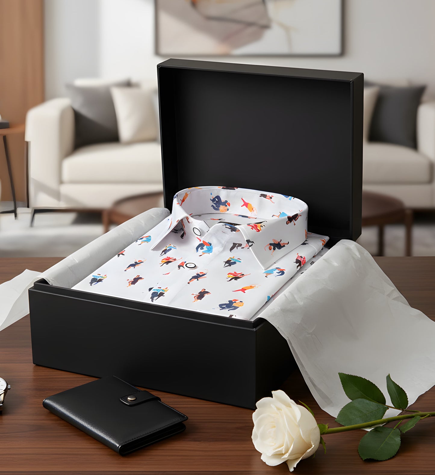 Digital Print White CouplePrint Shirts for Men