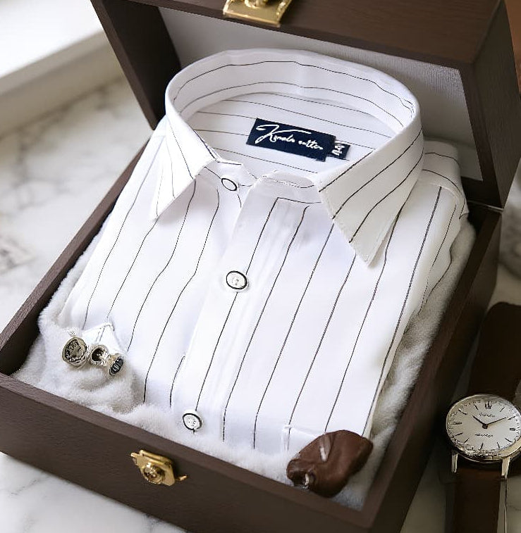 Turkey Linen White with Black Lining Shirts for Men