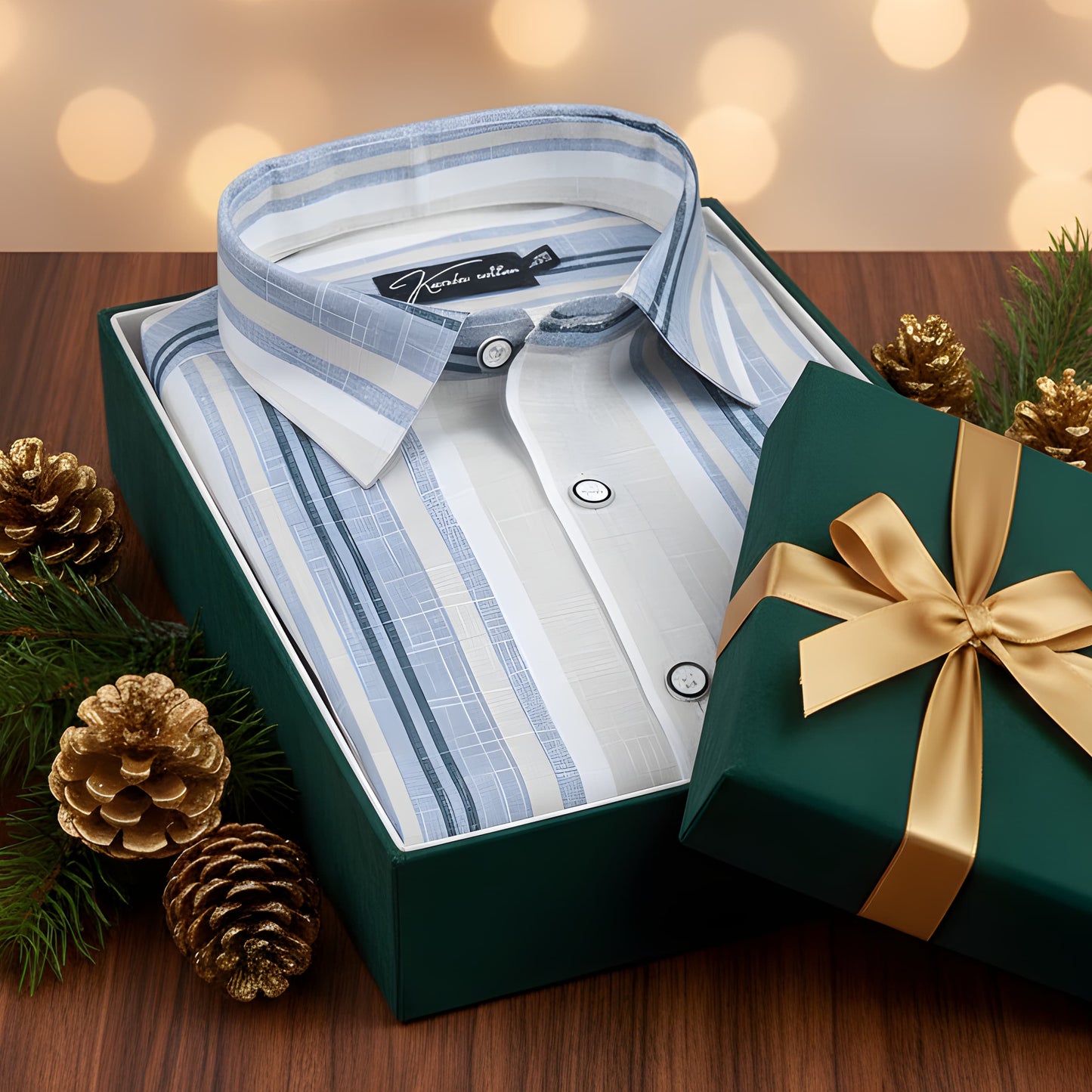 Linen Cream with Broad Sky Blue Patta Shirts for Men