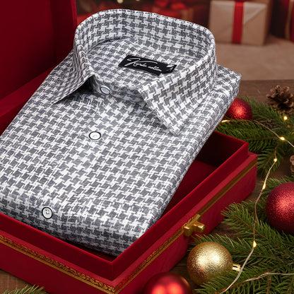Jute linen Checks White with Grey Shirts for Men