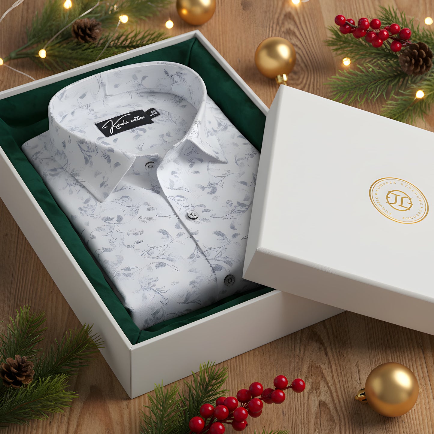 Turkey Linen White With Sky flower Shirts for Men